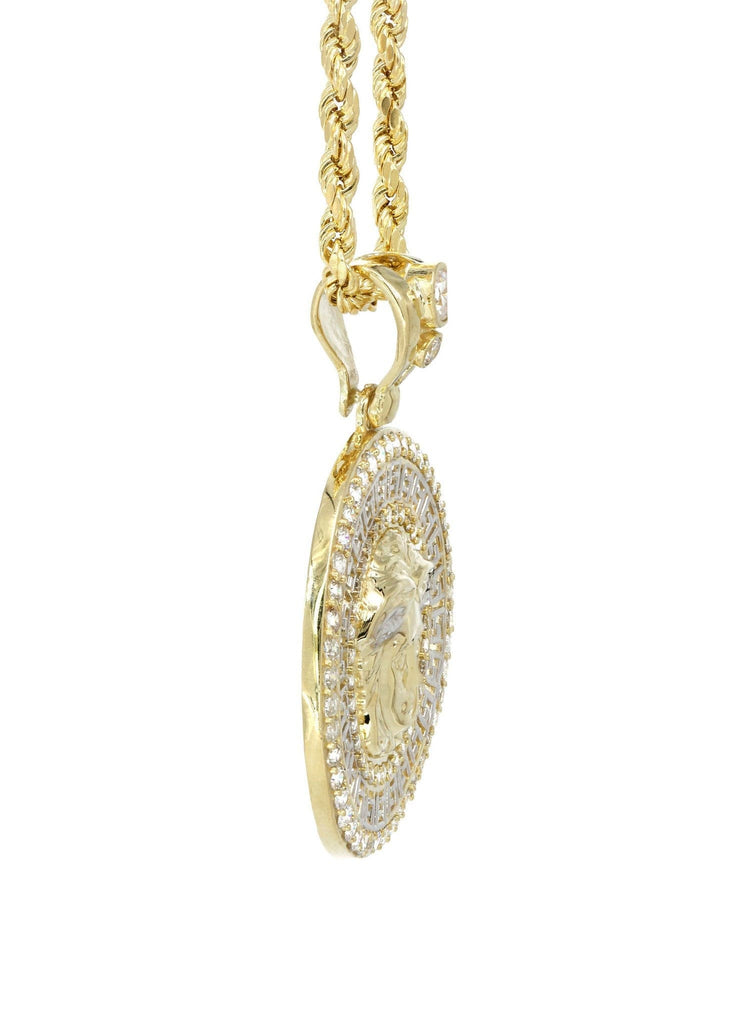 10K Yellow Gold Rope Chain & Medusa Style Pendant | Appx. 15.7 Grams chain & pendant FROST NYC 