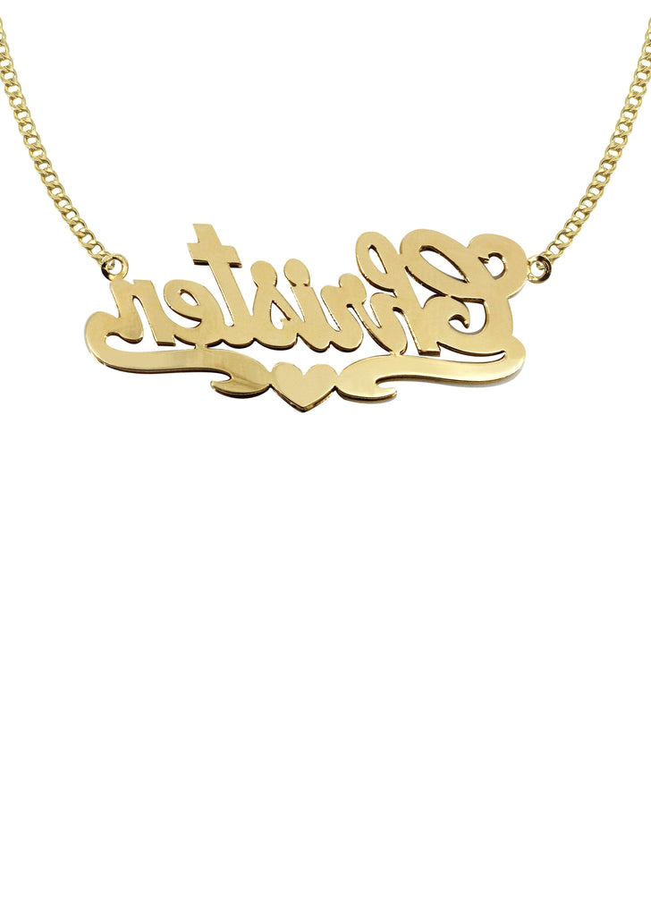 14K Ladies Two Tone Name Plate Necklace | Appx. 10.2 Grams Name Plate Manufacturer 16 