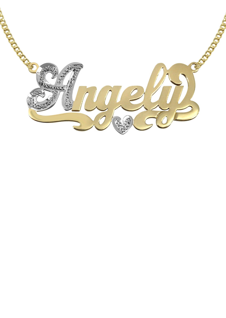 14K Ladies Two Tone Name Plate Necklace | Appx. 6.9 Grams Name Plate Manufacturer 16 
