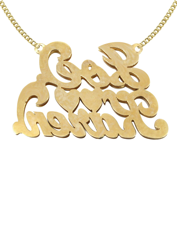 14K Ladies Couple Names Name Plate Necklace | Appx. 12 Grams Name Plate Manufacturer 16 