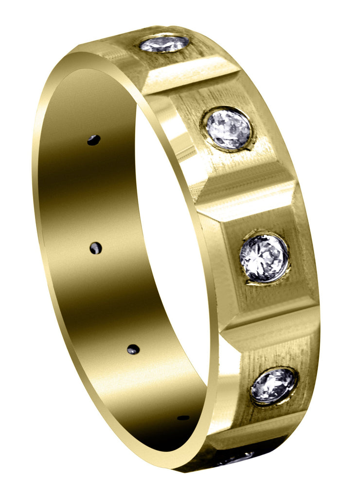 Yellow Gold Diamond Mens Wedding Band | 0.5 Carats | Satin Finish (Tobias) Yellow Wedding Band FROST NYC 