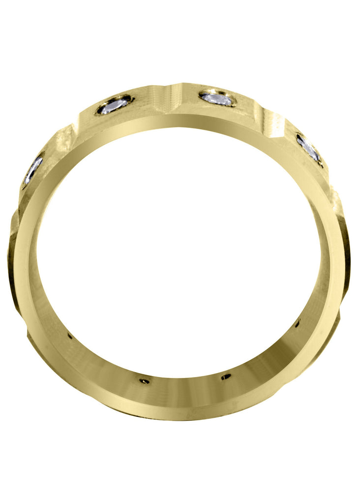 Yellow Gold Diamond Mens Wedding Band | 0.5 Carats | Satin Finish (Tobias) Yellow Wedding Band FROST NYC 