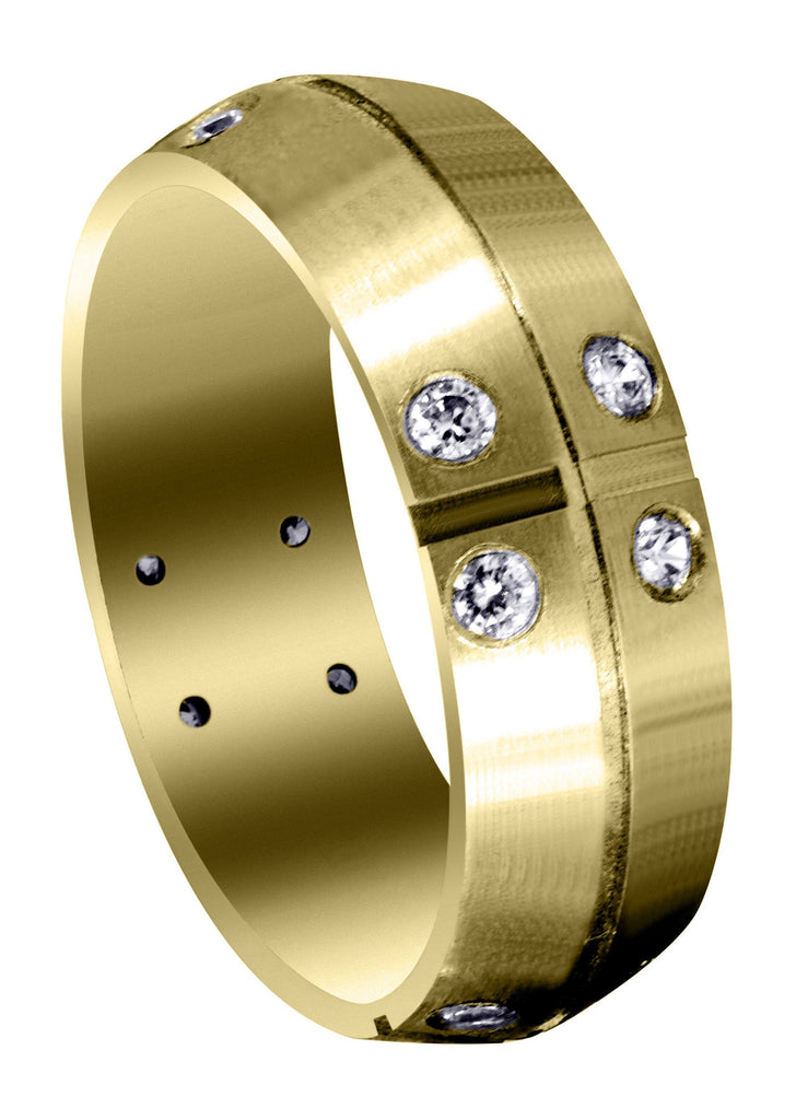 Yellow Gold Diamond Mens Wedding Band | 0.48 Carats | Satin Finish (Joaquin) Yellow Wedding Band FROST NYC 