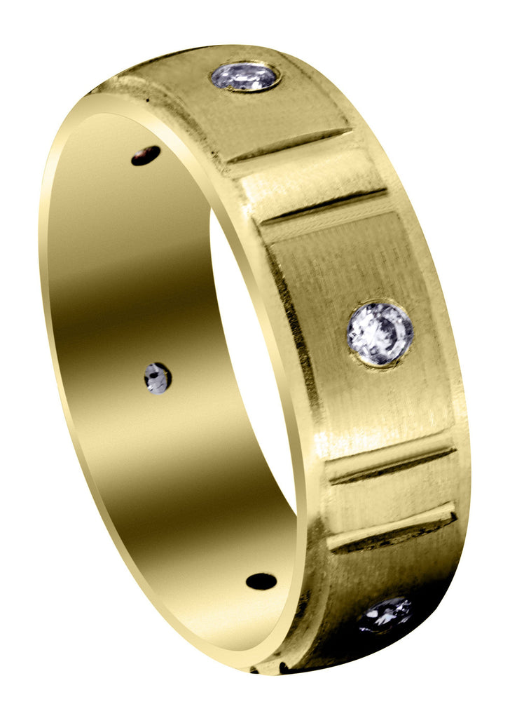 Yellow Gold Diamond Mens Wedding Band | 0.3 Carats | Satin Finish (Gideon) Yellow Wedding Band FROST NYC 