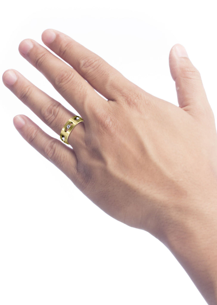 Yellow Gold Diamond Mens Engagement Ring | 0.6 Carats | Satin Finish (Dakota) Yellow Wedding Band FROST NYC 