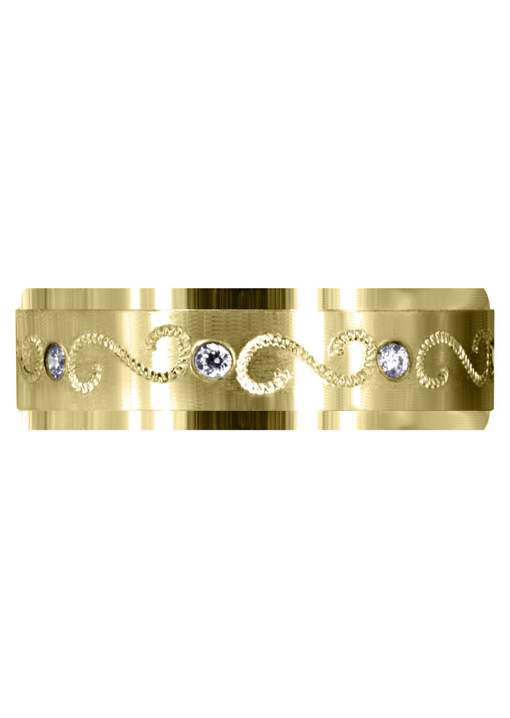 Yellow Gold Diamond Mens Wedding Band | 0.16 Carats | Satin Finish (Quinn) Yellow Wedding Band FROST NYC 