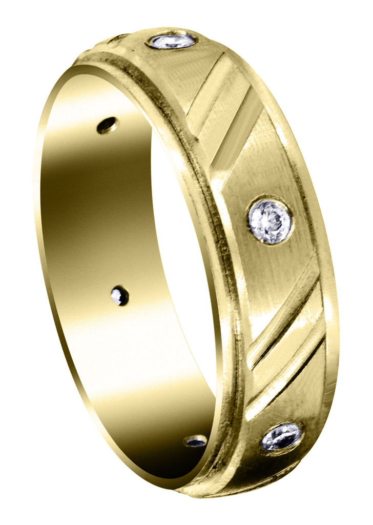 Yellow Gold Diamond Mens Wedding Band | 0.24 Carats | Satin Finish (Louis) Yellow Wedding Band FROST NYC 