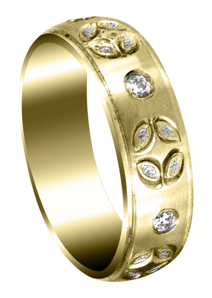 Yellow Gold Diamond Mens Wedding Band | 0.3 Carats | Satin Finish (Shane) Yellow Wedding Band FROST NYC 