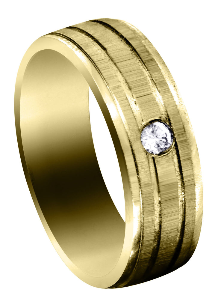 Yellow Gold Diamond Mens Engagement Ring | 0.12 Carats | Cross Satin Finish (Kyler) Yellow Wedding Band FROST NYC 