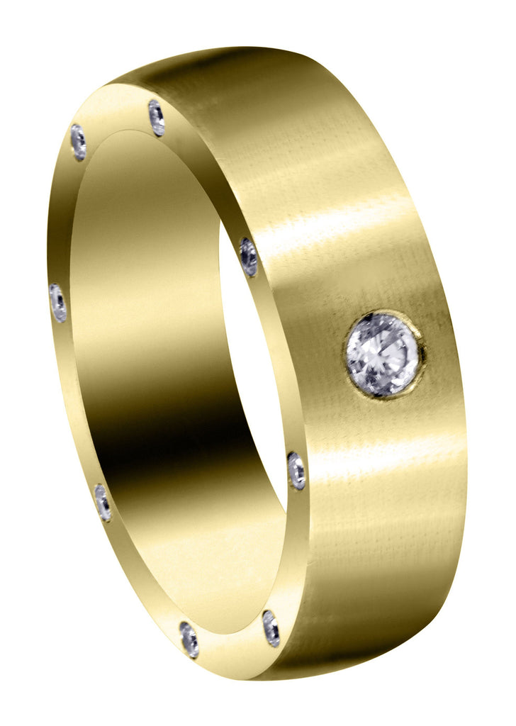 Yellow Gold Diamond Mens Wedding Band | 0.26 Carats | Satin Finish (Trenton) Yellow Wedding Band FROST NYC 