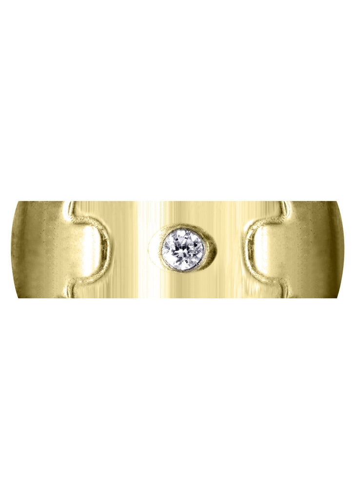 Yellow Gold Diamond Mens Wedding Band | 0.07 Carats | Cross Satin Finish (Caiden) Yellow Wedding Band FROST NYC 