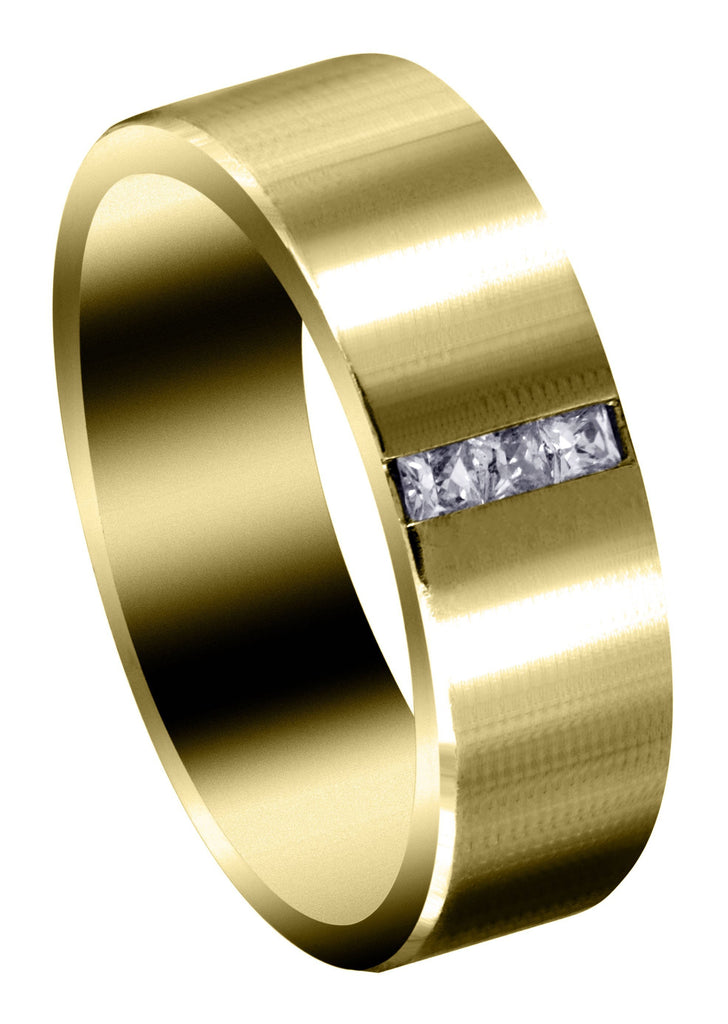 Yellow Gold Diamond Mens Engagement Ring | 0.15 Carats | Satin Finish (Landen) Yellow Wedding Band FROST NYC 