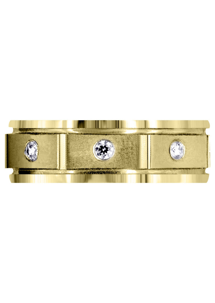 Yellow Gold Diamond Mens Wedding Band | 0.24 Carats | Satin Finish (Alexis) Yellow Wedding Band FROST NYC 