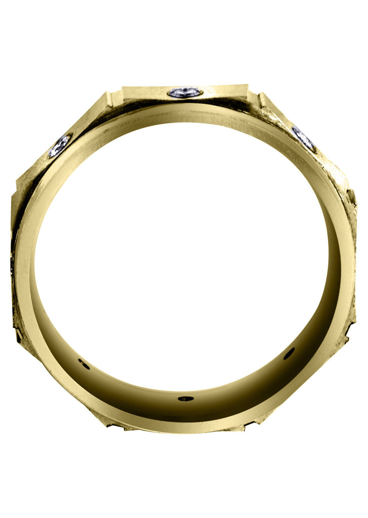 Yellow Gold Diamond Mens Wedding Band | 0.24 Carats | Satin Finish (Alexis) Yellow Wedding Band FROST NYC 