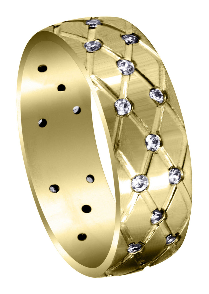 Yellow Gold Diamond Mens Wedding Band | 0.45 Carats | Satin Finish (Reid) Yellow Wedding Band FROST NYC 