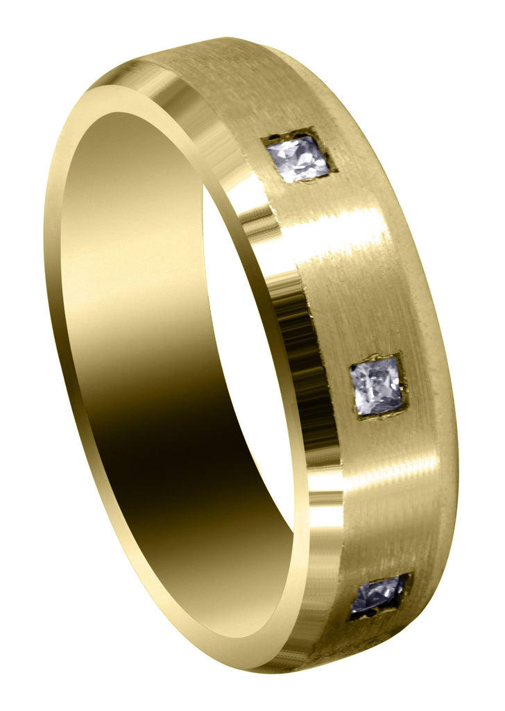 Yellow Gold Diamond Mens Wedding Band | 0.15 Carats | Satin Finish (Ricardo) Yellow Wedding Band FROST NYC 