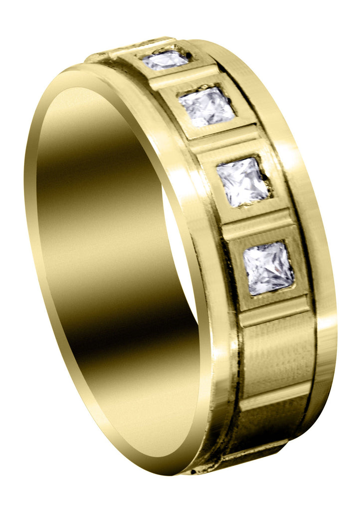 Yellow Gold Diamond Mens Engagement Ring | 0.6 Carats | Satin Finish (Emanuel) Yellow Wedding Band FROST NYC 
