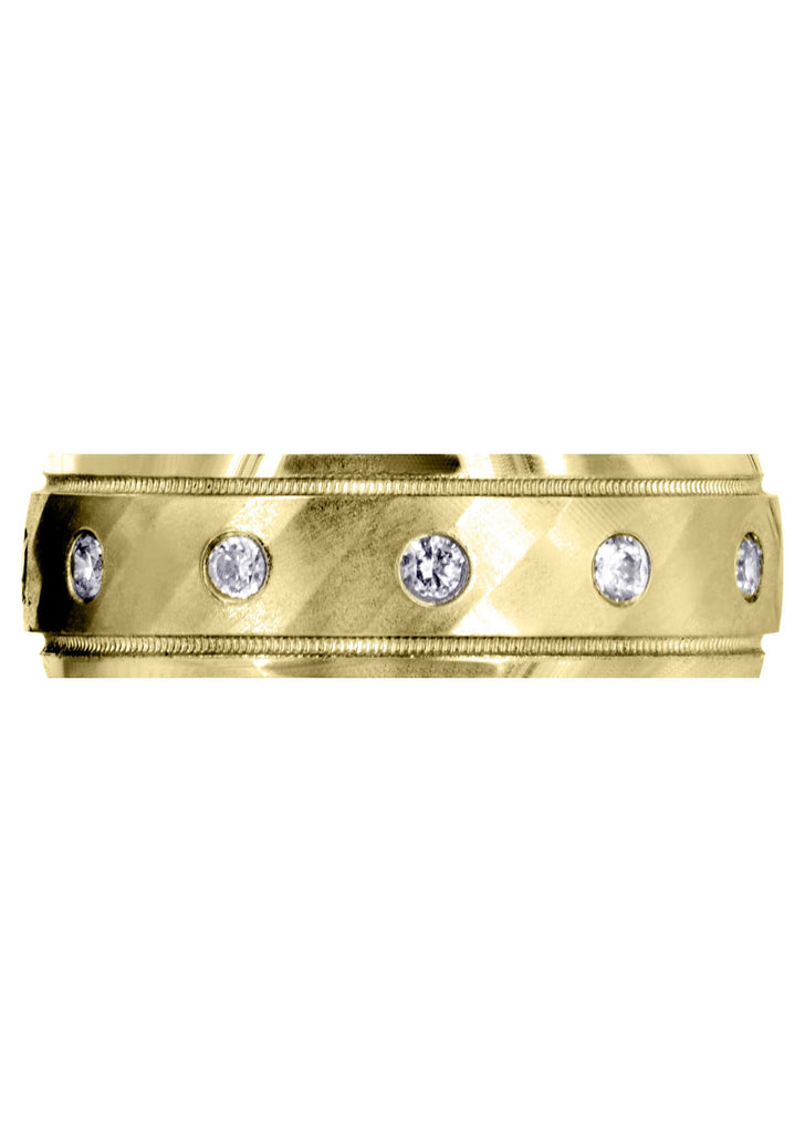 Yellow Gold Diamond Mens Wedding Band | 0.36 Carats | Satin Finish (Desmond) Yellow Wedding Band FROST NYC 
