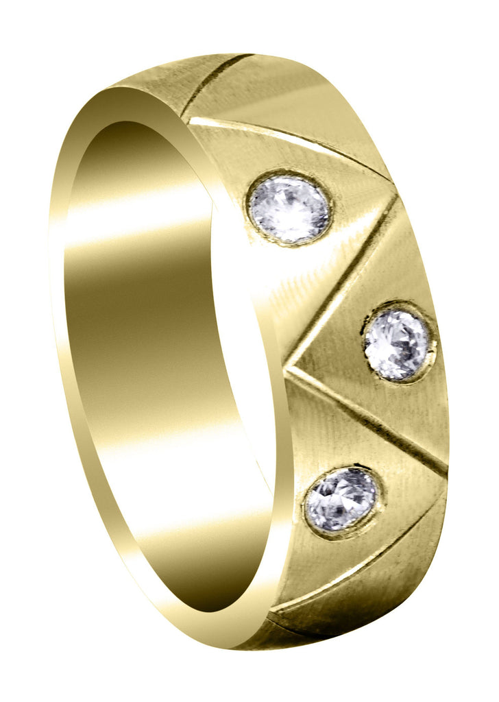 Yellow Gold Diamond Mens Wedding Band | 0.3 Carats | Satin Finish (Keegan) Yellow Wedding Band FROST NYC 