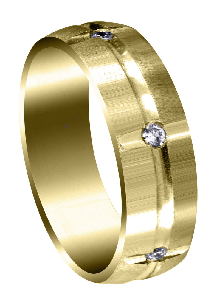 Yellow Gold Diamond Mens Wedding Band | 0.3 Carats | Cross Satin Finish (Josue) Yellow Wedding Band FROST NYC 