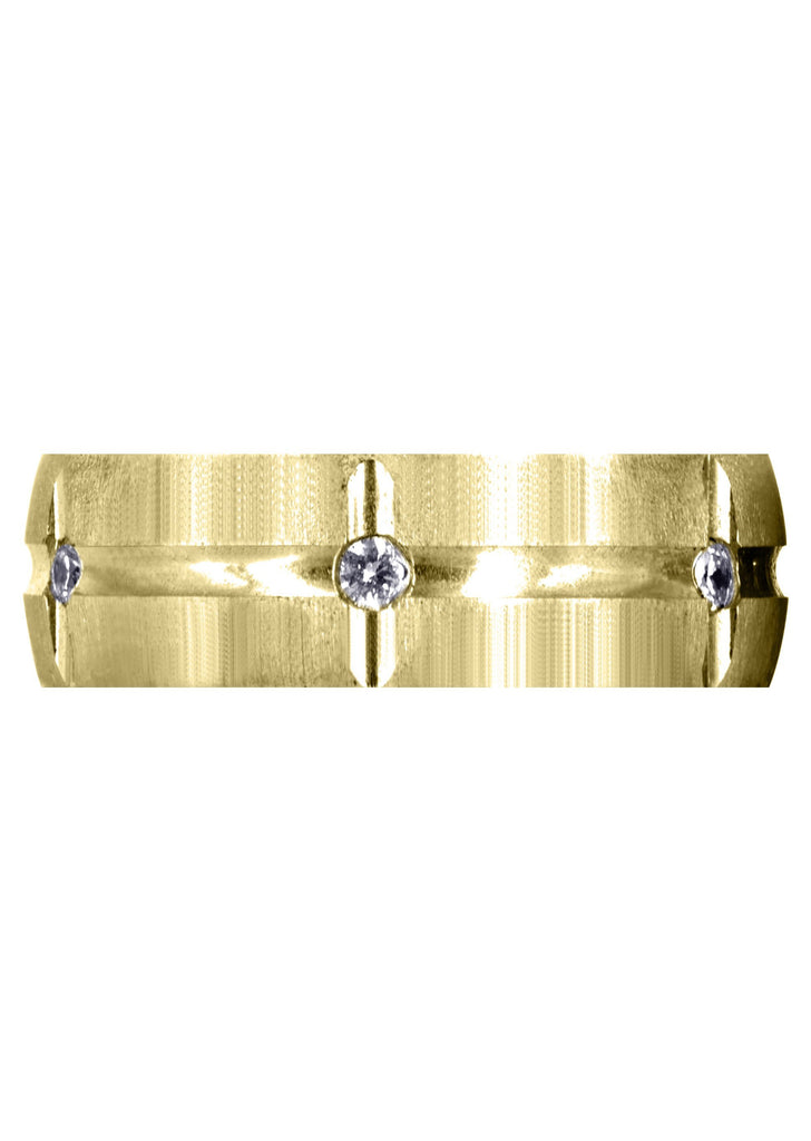 Yellow Gold Diamond Mens Wedding Band | 0.3 Carats | Cross Satin Finish (Josue) Yellow Wedding Band FROST NYC 