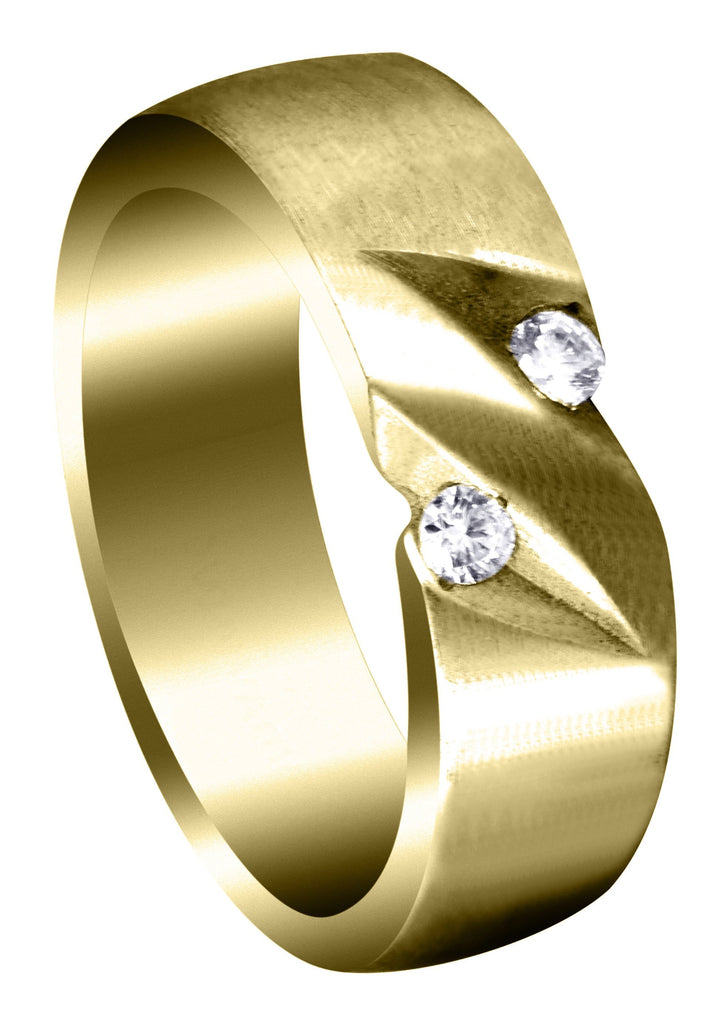 Yellow Gold Diamond Mens Engagement Ring | 0.14 Carats | Satin Finish (Troy) Yellow Wedding Band FROST NYC 