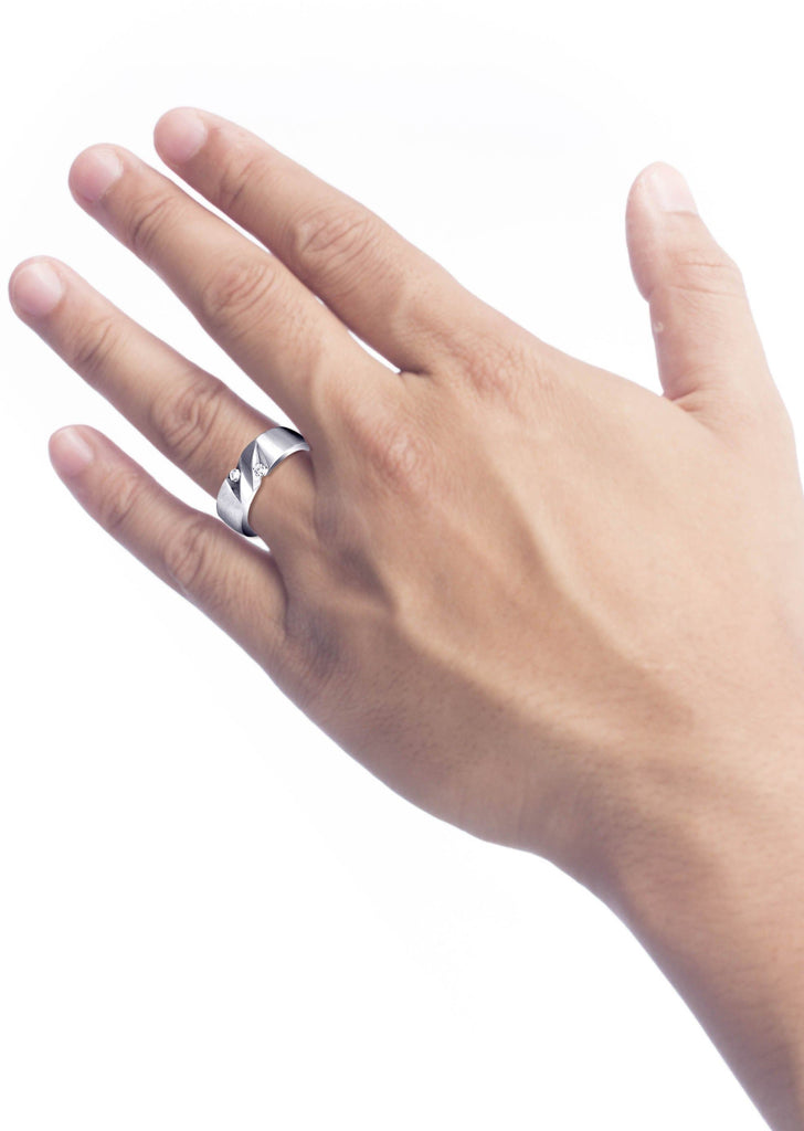 Diamond Mens Engagement Ring | 0.14 Carats | Satin Finish (Troy) Wedding Band FROST NYC 