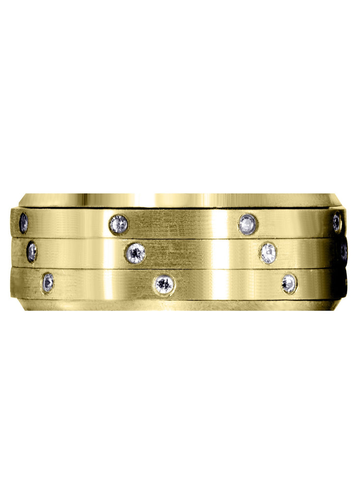 Yellow Gold Diamond Mens Wedding Band | 0.24 Carats | Satin Finish (Roberto) Yellow Wedding Band FROST NYC 