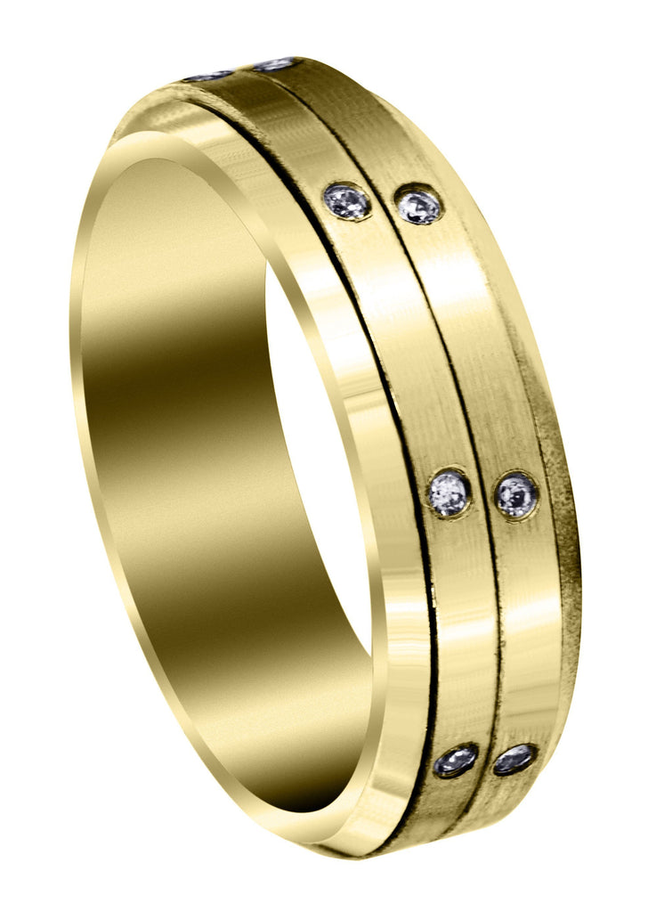 Yellow Gold Diamond Mens Engagement Ring | 0.16 Carats | Satin Finish (Major) Yellow Wedding Band FROST NYC 