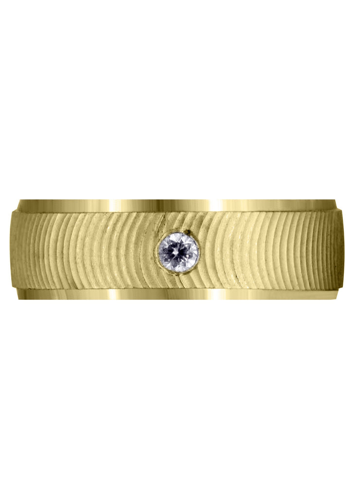 Yellow Gold Diamond Mens Wedding Band | 0.12 Carats | Diamond Cut Finish (Drew) Yellow Wedding Band FROST NYC 