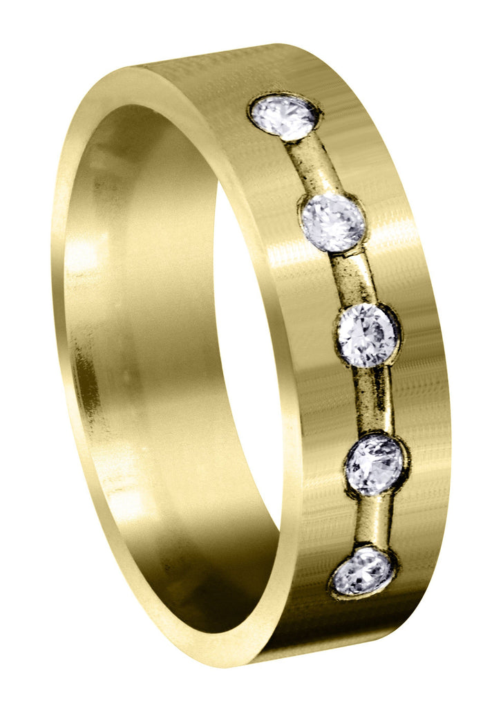 Yellow Gold Diamond Mens Engagement Ring | 0.25 Carats | Satin Finish (Hector) Yellow Wedding Band FROST NYC 