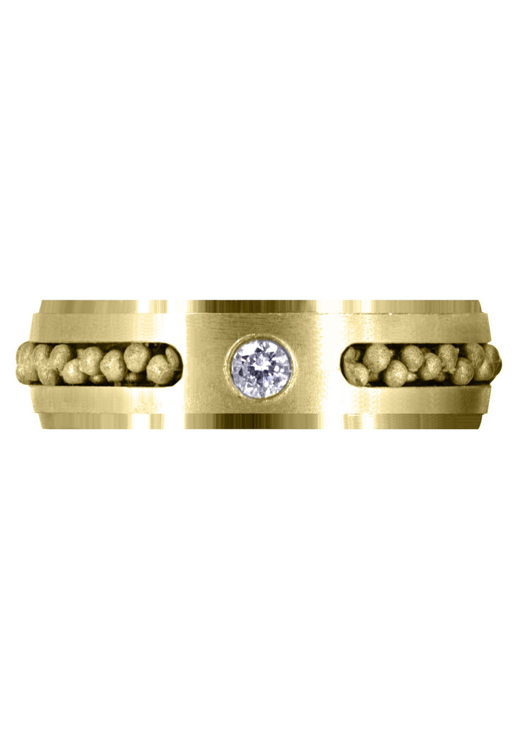 Yellow Gold Diamond Mens Wedding Band | 0.12 Carats | Satin Finish (Leon) Yellow Wedding Band FROST NYC 