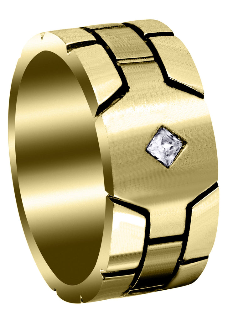 Yellow Gold Diamond Mens Engagement Ring | 0.1 Carats | Satin Finish (Ellis) Yellow Wedding Band FROST NYC 