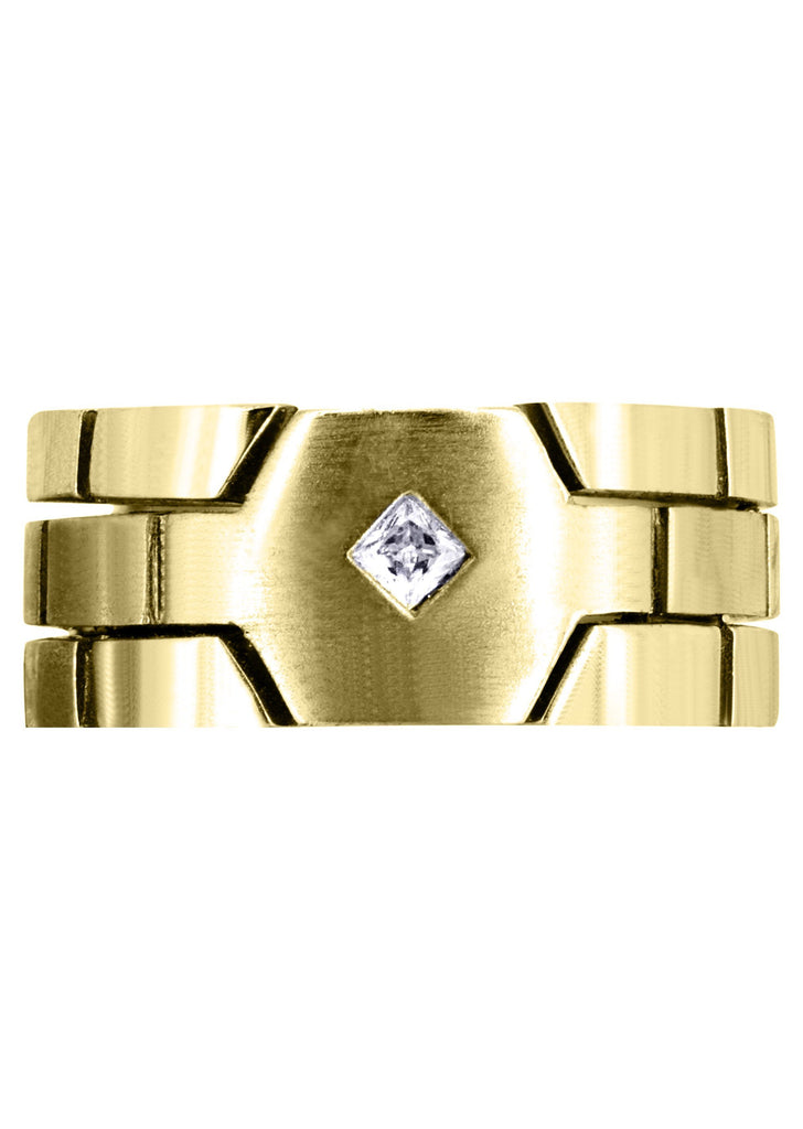 Yellow Gold Diamond Mens Engagement Ring | 0.1 Carats | Satin Finish (Ellis) Yellow Wedding Band FROST NYC 