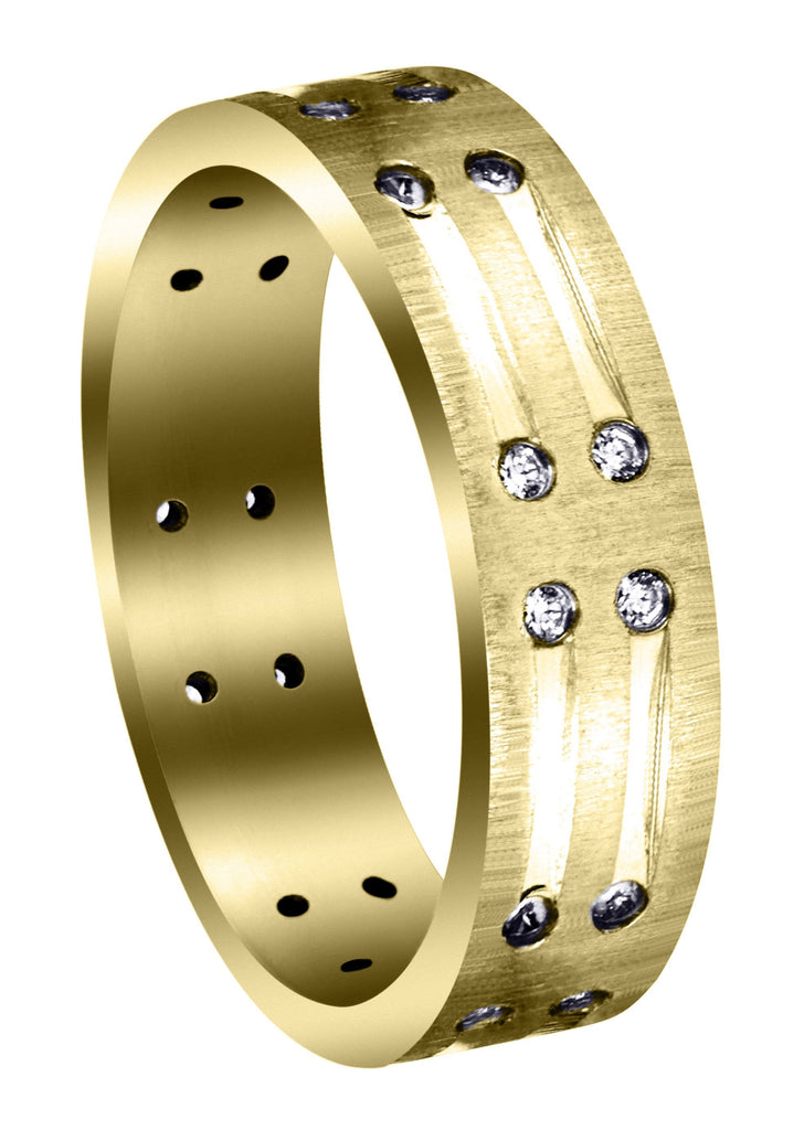 Yellow Gold Diamond Mens Engagement Ring | 0.36 Carats | Cross Satin Finish (Kolton) Yellow Wedding Band FROST NYC 