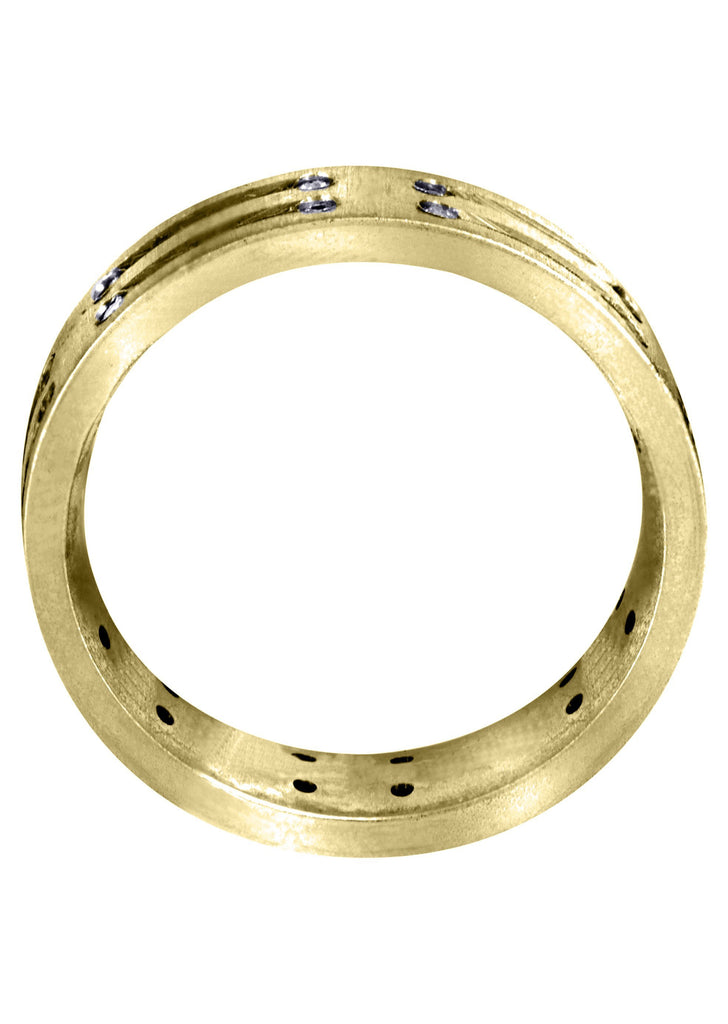 Yellow Gold Diamond Mens Engagement Ring | 0.36 Carats | Cross Satin Finish (Kolton) Yellow Wedding Band FROST NYC 