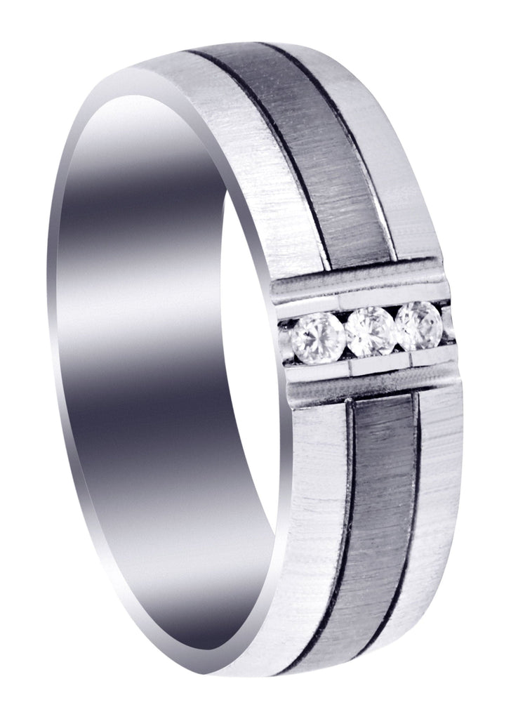 Diamond Mens Engagement Ring | 0.09 Carats | Cross Satin Finish (Braden) Wedding Band FROST NYC 