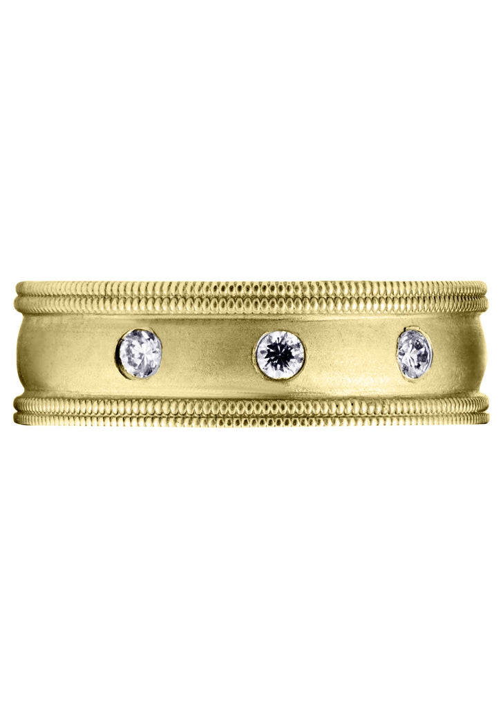 Yellow Gold Diamond Mens Wedding Band | 0.15 Carats | Wire Matt Finish (Pablo) Yellow Wedding Band FROST NYC 