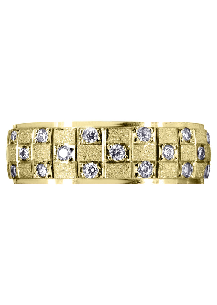 Yellow Gold Diamond Mens Wedding Band | 0.17 Carats | Stone Finish (Prince) Yellow Wedding Band FROST NYC 