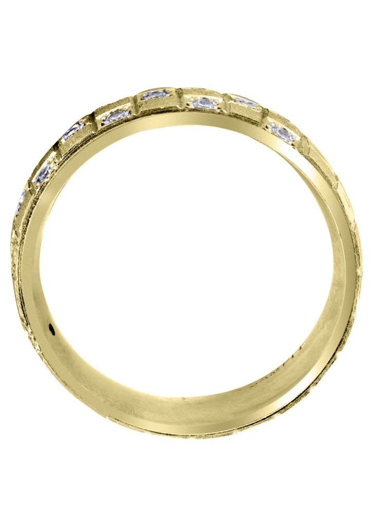 Yellow Gold Diamond Mens Wedding Band | 0.17 Carats | Stone Finish (Prince) Yellow Wedding Band FROST NYC 