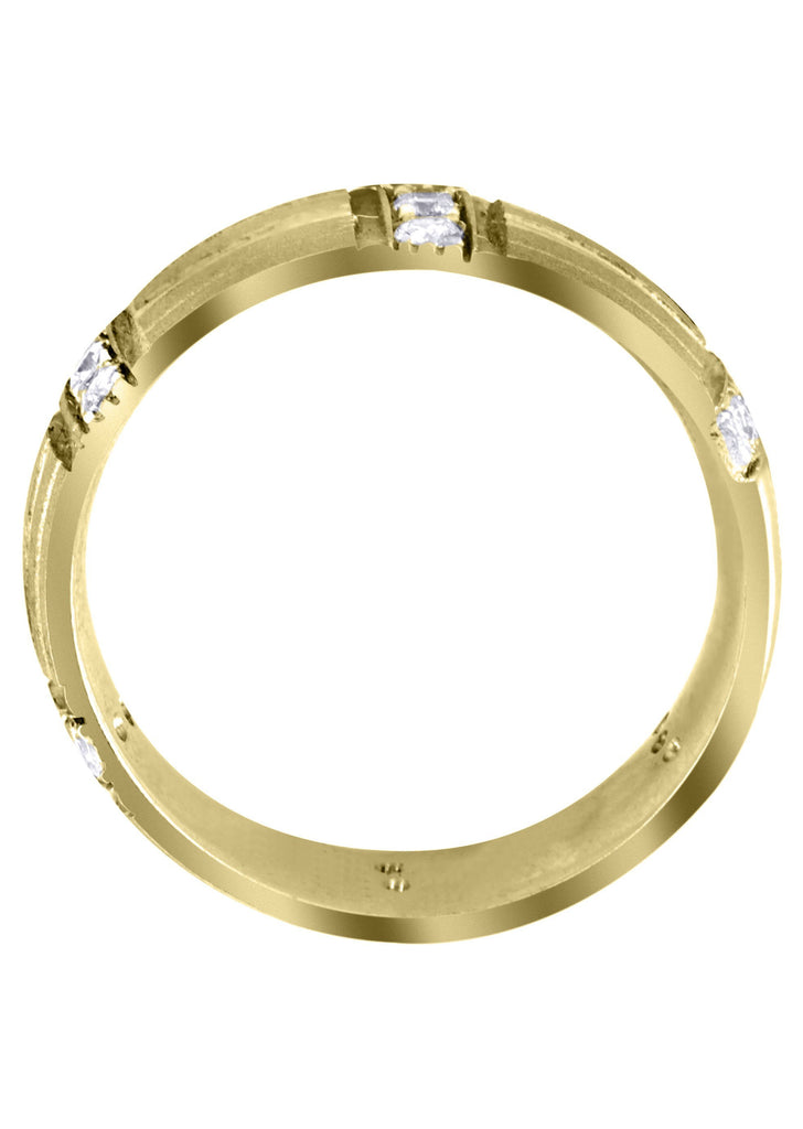 Yellow Gold Diamond Mens Wedding Band | 0.54 Carats | Wire Matt Finish (Kade) Yellow Wedding Band FROST NYC 