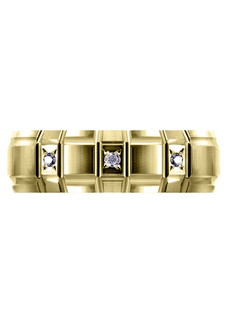 Yellow Gold Diamond Unique Mens Wedding Band | 0.5 Carats | Satin / High Polish Finish (Kamden) Yellow Wedding Band FROST NYC 