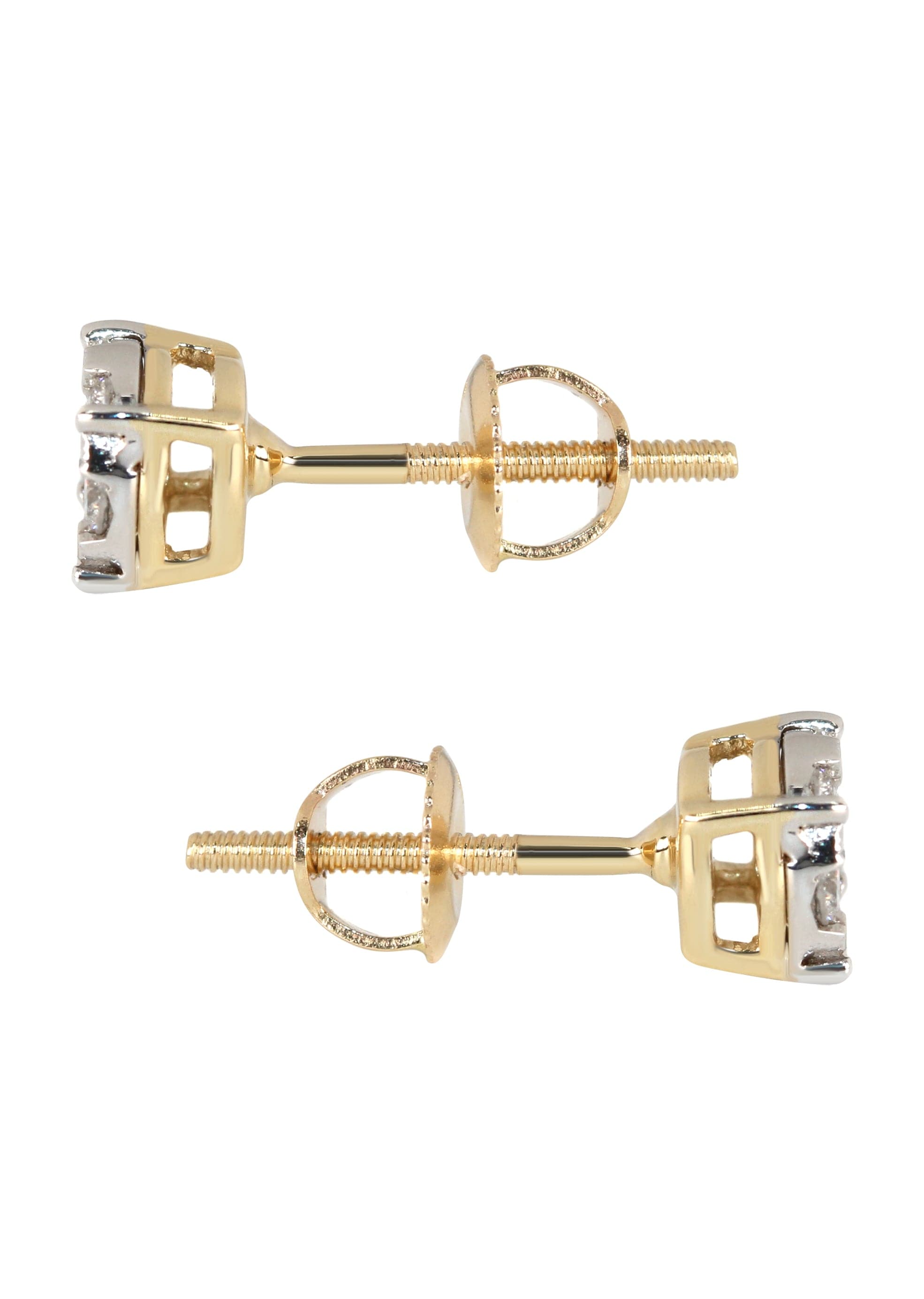Men's Micro-Pavé Square Diamond Stud Earrings 0.18ct 10K Yellow Gold Men's Micro-Pavé Square Diamond Stud Earrings 0.18ct 10K Yellow Gold