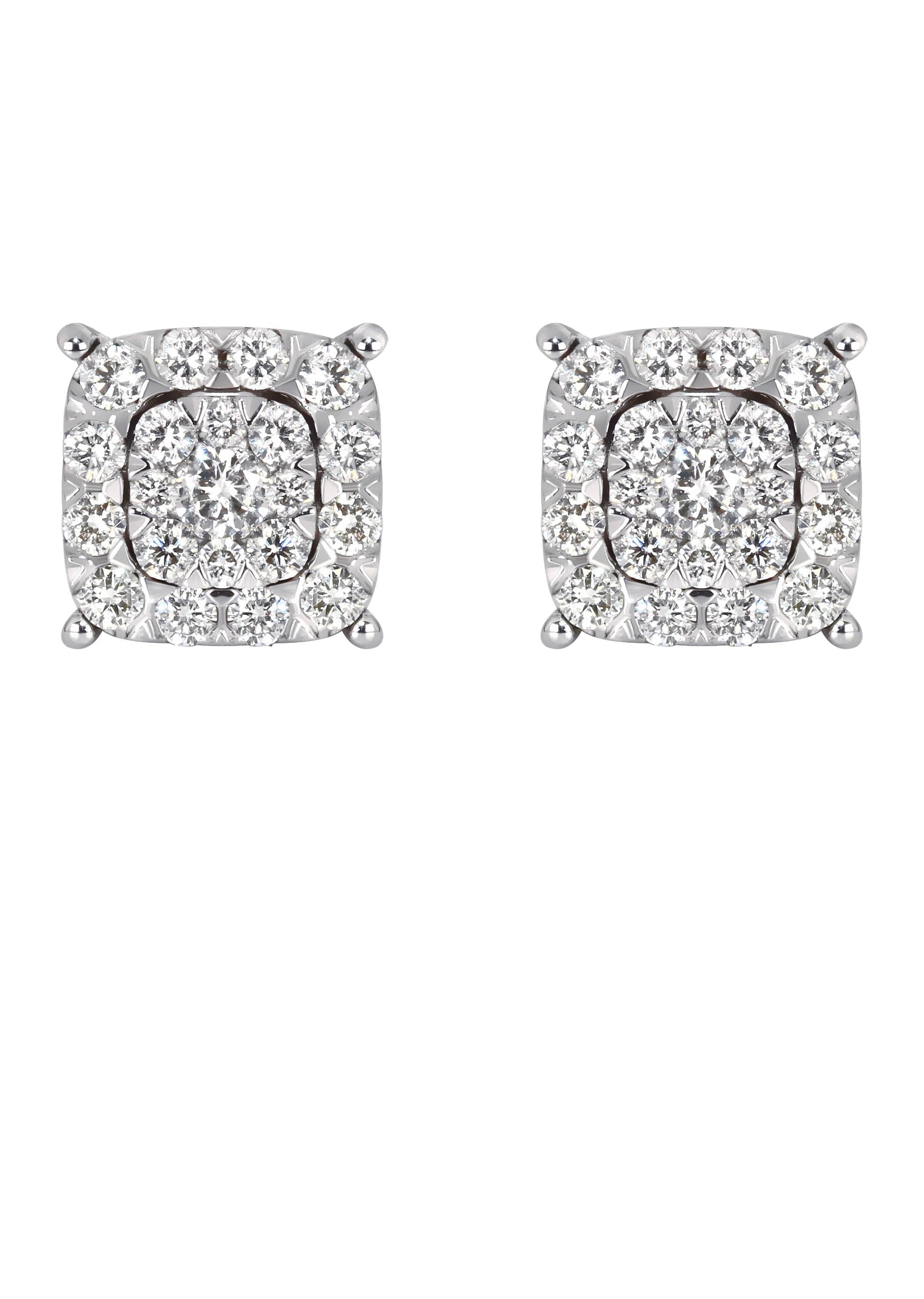 Mens Stud Diamond Earrings Carats 14K White Gold