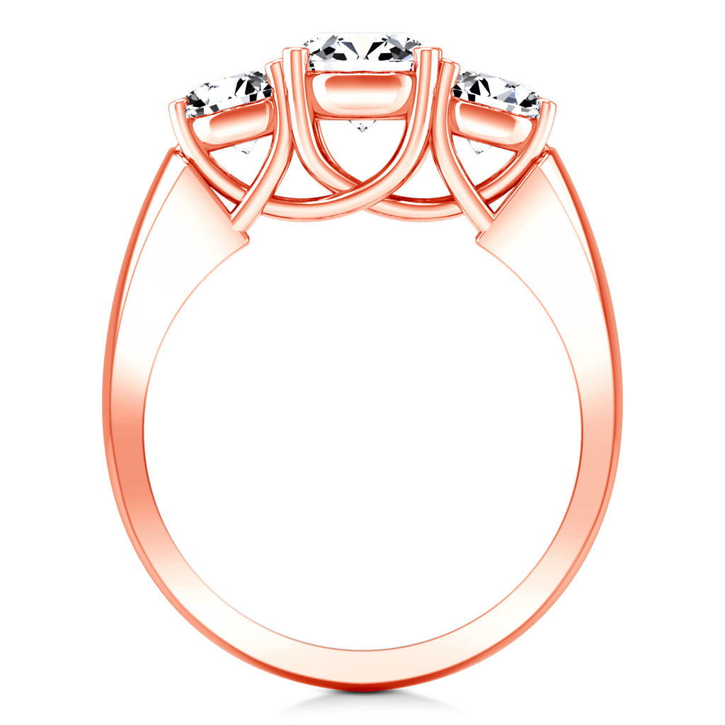 Three Stone Diamond EngagementRing 4 Prong Lattice 14K Rose Gold engagement rings imaginediamonds 