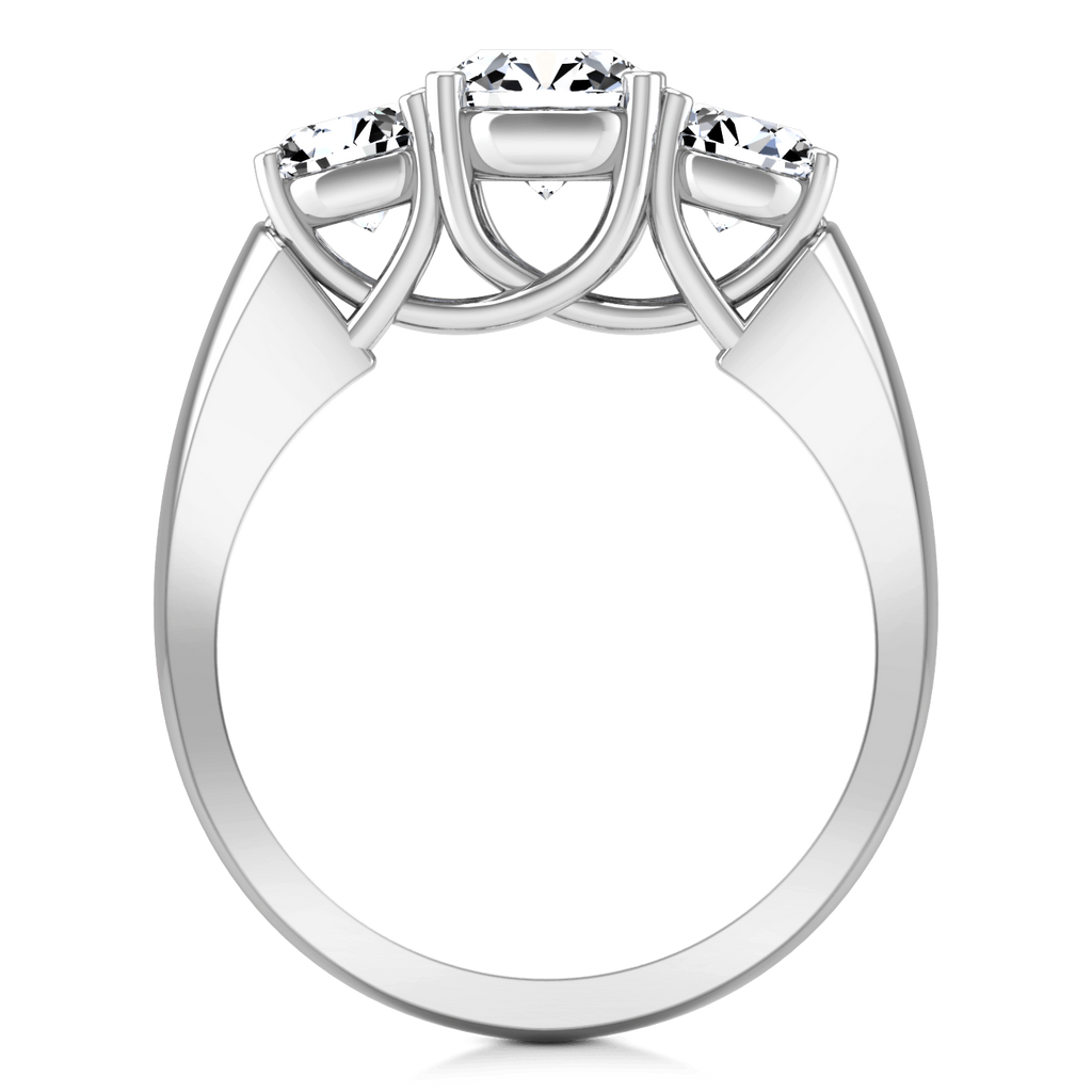 Round Diamond Three Stone Engagement Ring 4 Prong Lattice 14K White Gold engagement rings imaginediamonds 