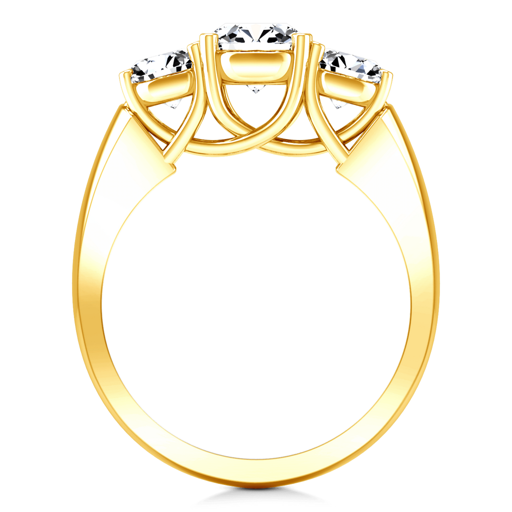 Three Stone Diamond Engagement Ring 4 Prong Lattice 14K Yellow Gold engagement rings imaginediamonds 