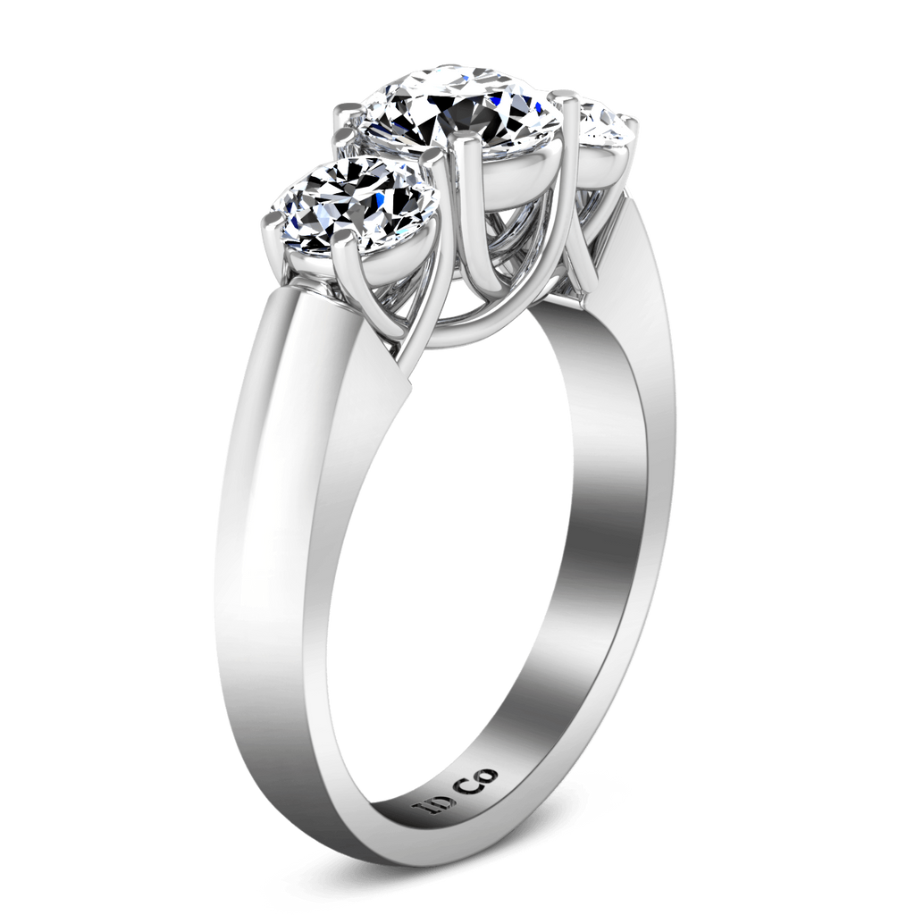 Round Diamond Three Stone Engagement Ring 4 Prong Lattice 14K White Gold engagement rings imaginediamonds 