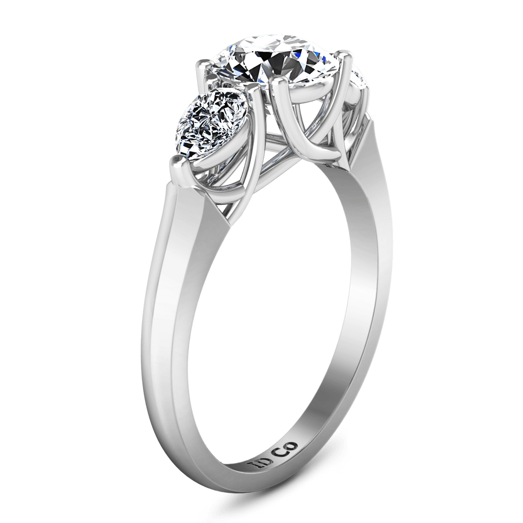 Round Diamond Three Stone Engagement Ring Chantal 14K White Gold engagement rings imaginediamonds 