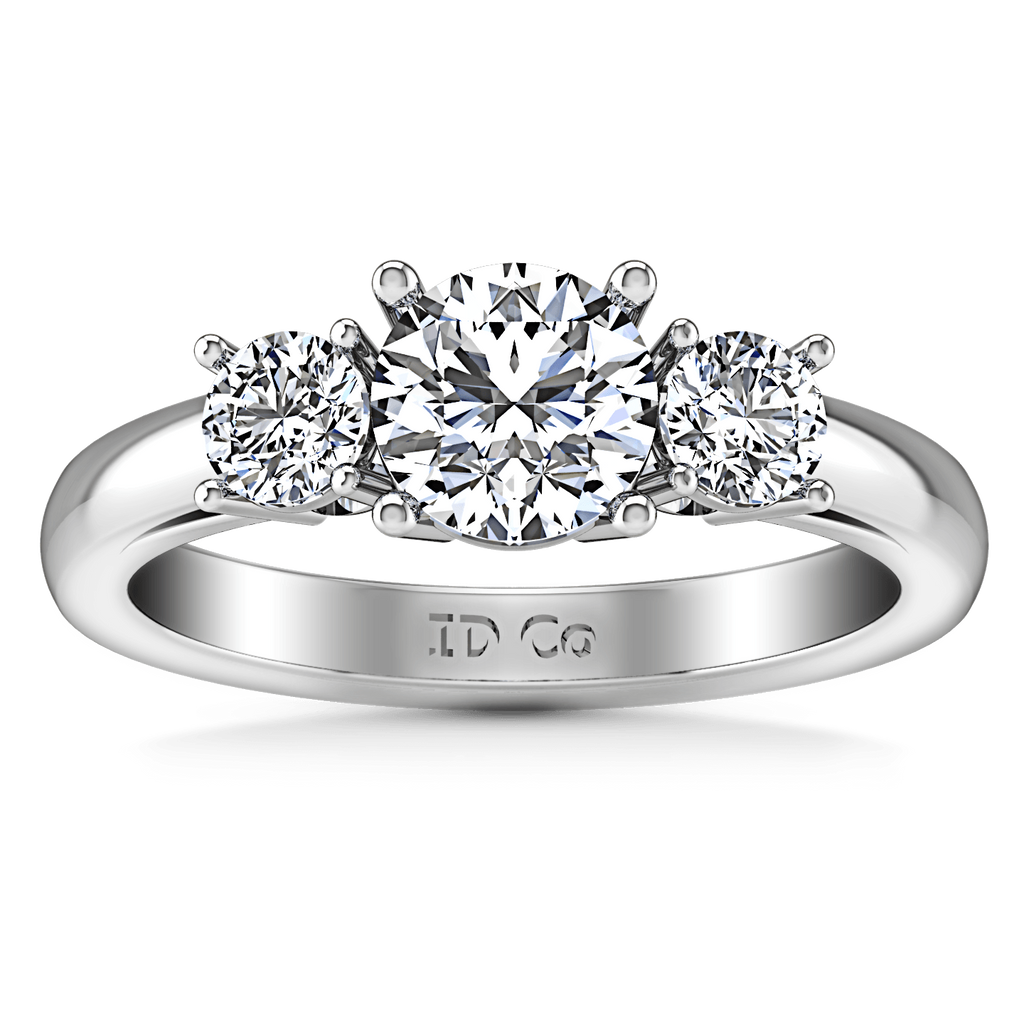 Round Diamond Three Stone Engagement Ring Alexandra 14K White Gold engagement rings imaginediamonds 